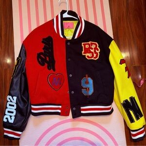 Stylish Varsity Jacket in Red, Black, and Yellow